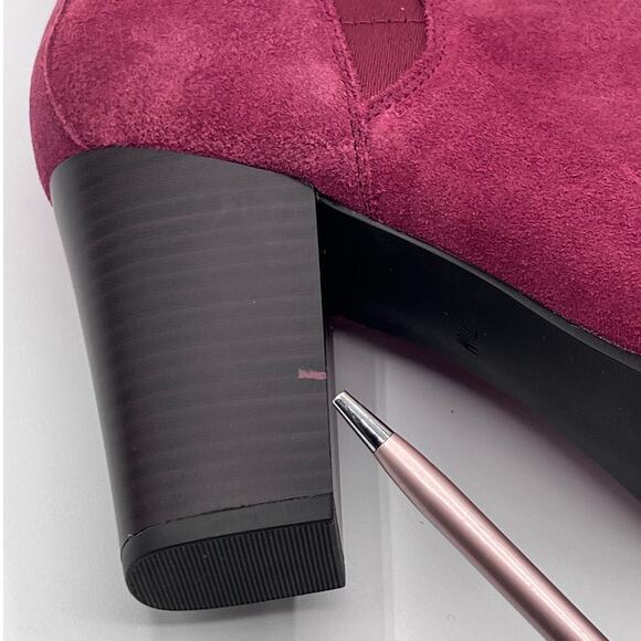 Michael Kors Evaline Suede Heeled 3.5" Bootie Women's Size 7.5M Burgundy NEW - Picture 11 of 12